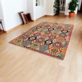 Maimana Kilim rug 199x289 hand woven afghan wool Kilim