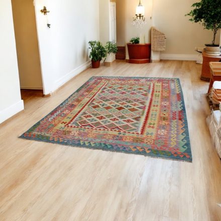 Maimana Kilim rug 216x305 hand woven afghan wool Kelim