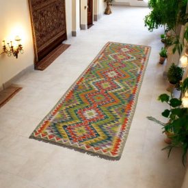 Afghan Kilim runner rug 80x285 hand woven Kilim rug