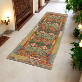   Wool Kilim runner rug Chobi 79x292 hand woven afghan Kilim rug