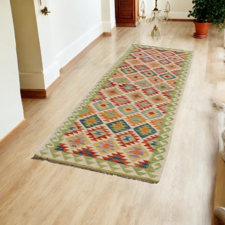 Hand woven wool Chobi Kilim runner rug 89x293 cm