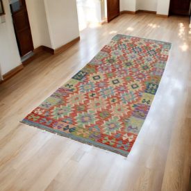 Kilim runner rug Chobi 91x293 afghan hand woven Kilim