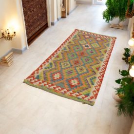Afghan hand woven Kilim runner rug 88x230 Maimana Kilim rug