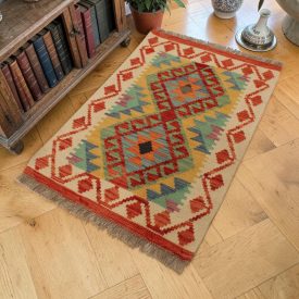 Hand woven ethnic Afghan Chobi Kilim rug 60x87 cm