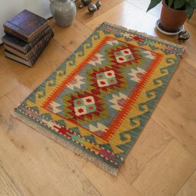 Hand woven ethnic Chobi Kilim rug 60x90 cm