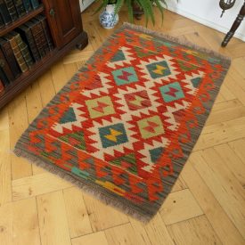 Authentic hand-woven ethnic Afghan Kilim rug 61x84 cm