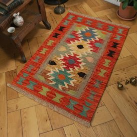 Authentic hand-woven ethnic Chobi Kilim rug 59x90 cm