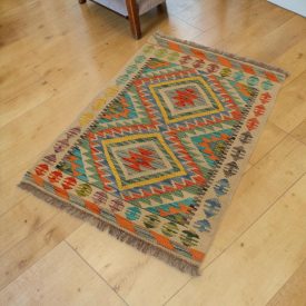 Hand woven ethnic Afghan Chobi Kilim rug 69x92 cm