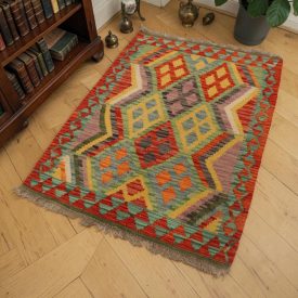 Hand woven Afghan Chobi Kilim rug 62x90 cm