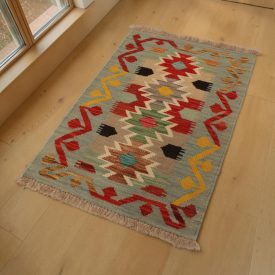 Hand woven Afghan wool Chobi Kilim rug 59x90 cm