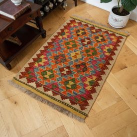 Hand woven ethnic Chobi Kilim rug 61x87 cm