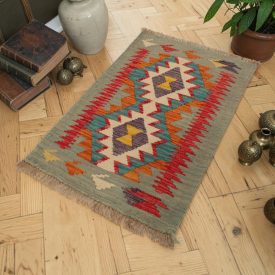 Hand woven ethnic Chobi Kilim rug 61x92 cm