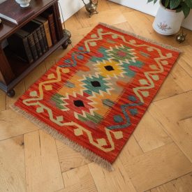 Hand woven ethnic Afghan Chobi Kilim rug 62x87 cm