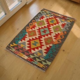 Hand woven Afghan wool Kilim rug 60x90 cm