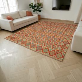 Hand woven Afghan wool Chobi Kilim rug 305x391 cm