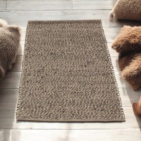 Thick wool rug 70x134 plain living room carpet