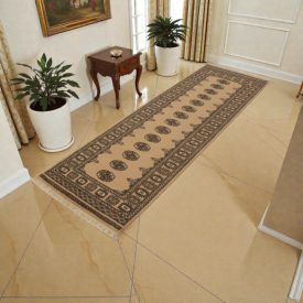 Runner rug beige Bokhara 244x81 handmade Pakistani carpet