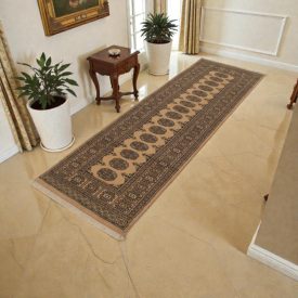 Runner rug beige Bokhara 244x79 handmade Pakistani carpet