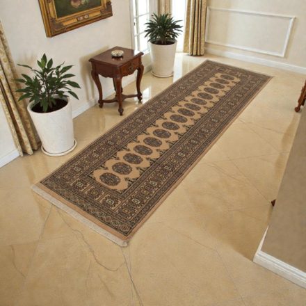 Runner rug beige Bokhara 244x79 handmade Pakistani carpet