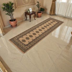 Runner rug beige Bokhara 239x78 handmade Pakistani rug