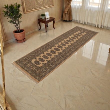 Runner rug beige Bokhara 244x80 handmade Pakistani rug