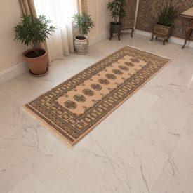 Runner rug beige Bokhara 192x79 handmade Pakistani rug