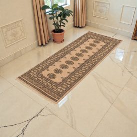 Runner rug beige Bokhara 195x80 handmade Pakistani rug