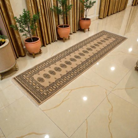 Runner rug beige Bokhara 299x82 handmade Pakistani rug