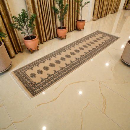 Runner rug beige Bokhara 305x80 handmade Pakistani rug