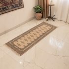 Runner rug beige Jaldar 185x62 handmade Pakistani carpet