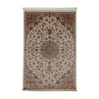 Silk rug Parnian beige 120x180 high-quality viscose silk carpet from Iran