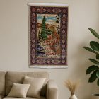 Silk rug Garden motif beige 80x120 viscose silk Persian carpet