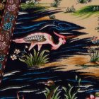 Silk rug Garden motif beige 80x120 viscose silk Persian carpet