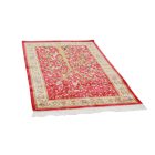 Silk rug Tree of life motif red 80x120 high-quality viscose silk carpet from Iran