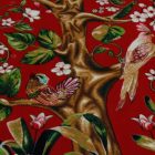 Silk rug Tree of life motif red 80x120 high-quality viscose silk carpet from Iran