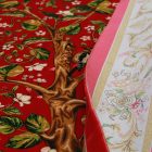 Silk rug Tree of life motif red 80x120 high-quality viscose silk carpet from Iran