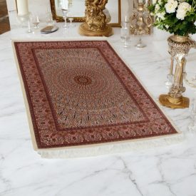 Silk rug Soltaniye cream 100x150 Iranian viscose silk carpet