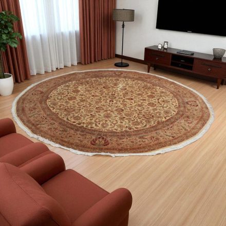 Round rug Isfahan 310x301 iranian handmade wool carpet