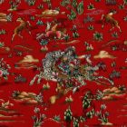 Silk rug Hunting red 80x120 viscose silk Persian carpet