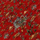 Silk rug Hunting red 80x120 viscose silk Persian carpet