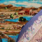 Silk rug Nazhivan beige 100x150 viscose silk Persian carpet