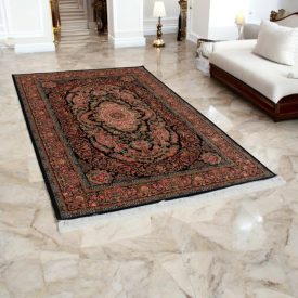   Silk rug Nasrin blue 150x225 high-quality viscose silk carpet from Iran