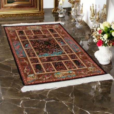 Silk rug Golrokh blue 100x150 Iranian viscose silk carpet