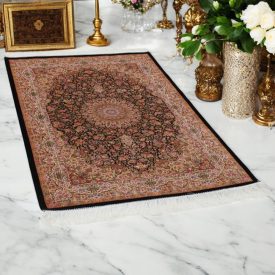 Silk rug Helya blue 100x150 viscose silk Persian carpet