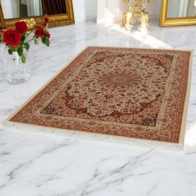 Silk rug Helya cream 80x120 Iranian viscose silk carpet