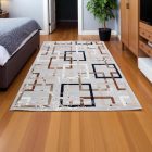 Modern carpet grey brown blue AMIR 140x200 modern rug for living room or bedroom