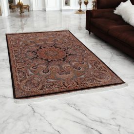 Silk rug Paniz brown 150x225 Iranian viscose silk carpet