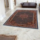 Silk rug Aysan dark blue 150x225 viscose silk Persian carpet