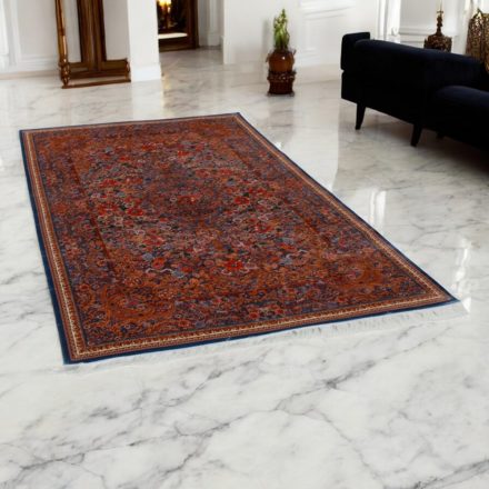 Silk rug Golara dark blue 150x225 high-quality viscose silk carpet from Iran