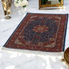 Silk rug Negar dark blue 100x150 Iranian viscose silk carpet